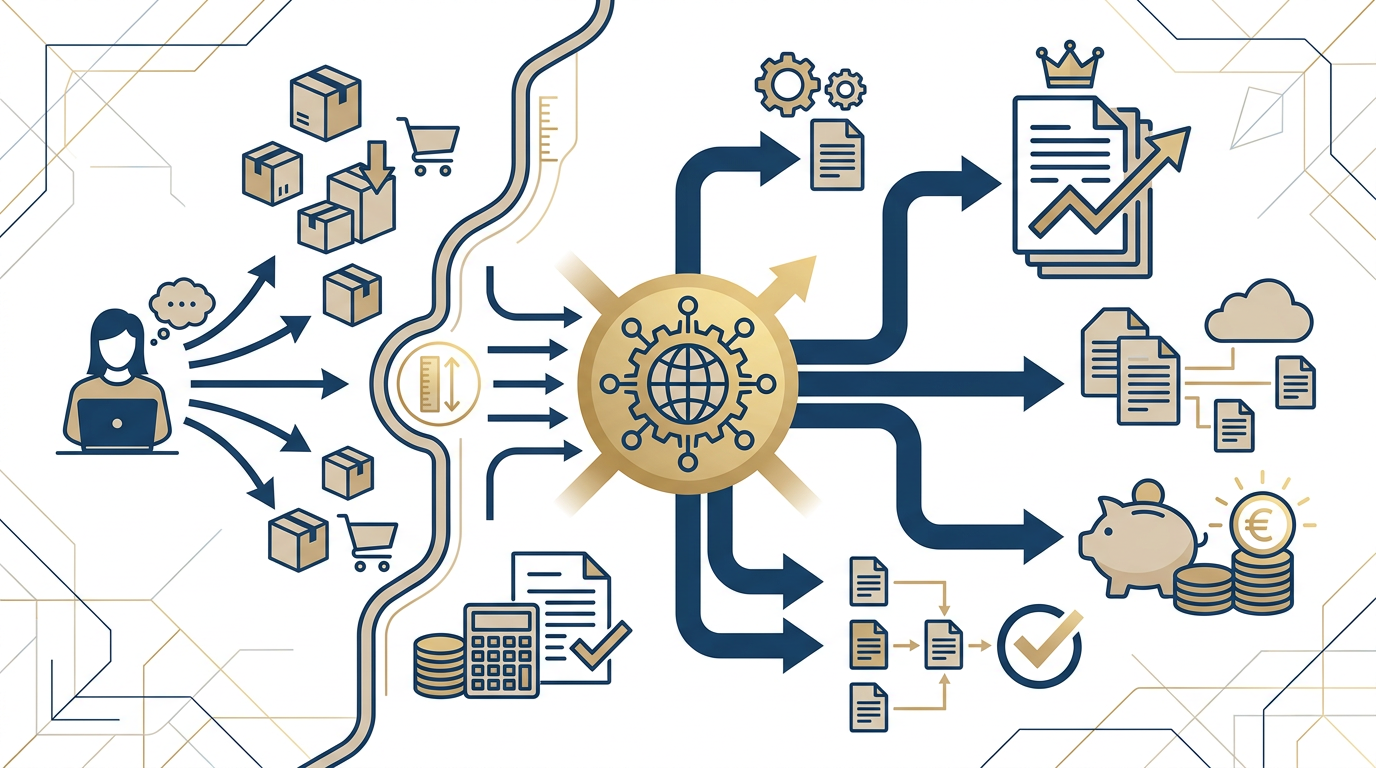 Redaktionelle Infografik zum Thema OSS-Verfahren 2026: Lieferschwelle und Fernverkauf für Freelancer